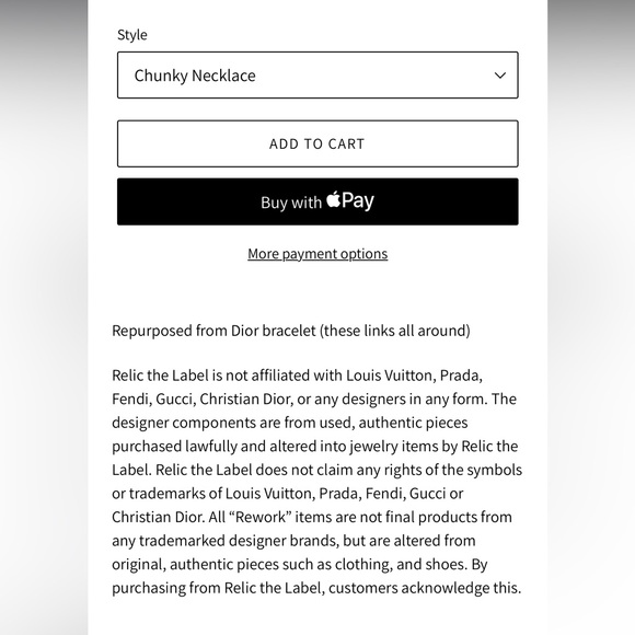 Dior Zipper Pull on Paperclip Chain with Toggle - Picture 3 of 3